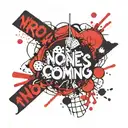 sketch of a minimalist thrash polka-dot tattoo with the words “no one's coming.” tattoo design idea