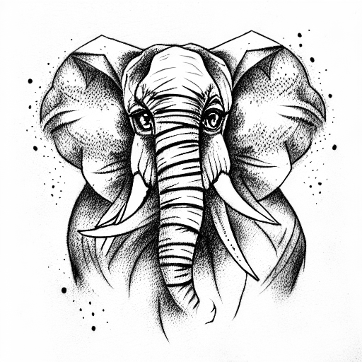 Elephants face on the shoulder with trunk wrapping around the arm tattoo design idea