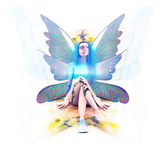 A tattoo of a person with butterfly wings, representing the transformation and growth through learning tattoo design idea