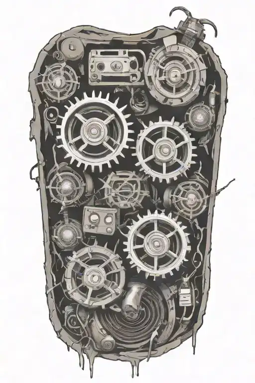 torn flesh with speakers and amps inside tattoo design idea