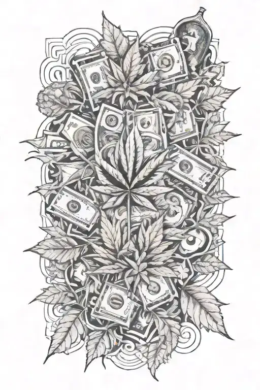 money weed and drugs  tattoo design idea
