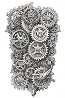 Hydraulics and gears tattoo design idea