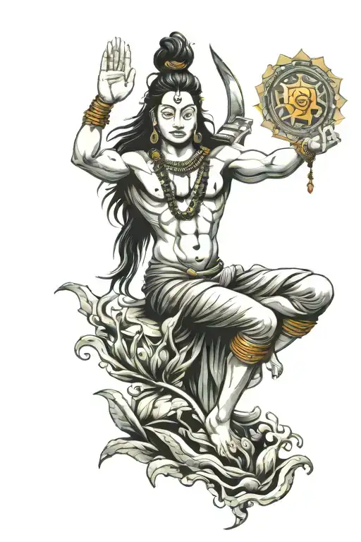 lord Shiva  with 7 chakra  tattoo design idea