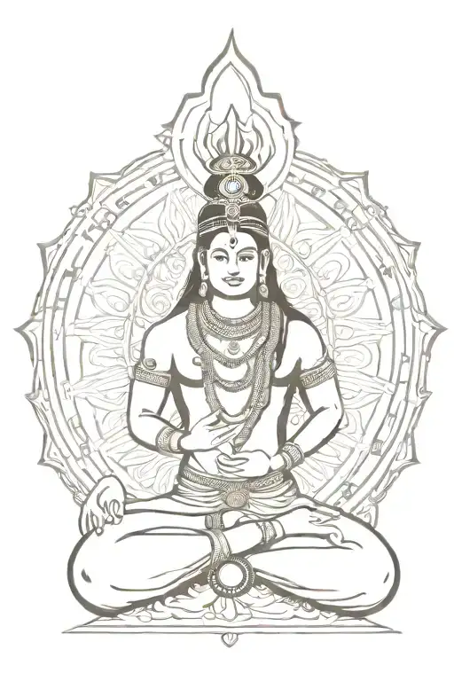 Lord shiv with 7 chakras tattoo design idea