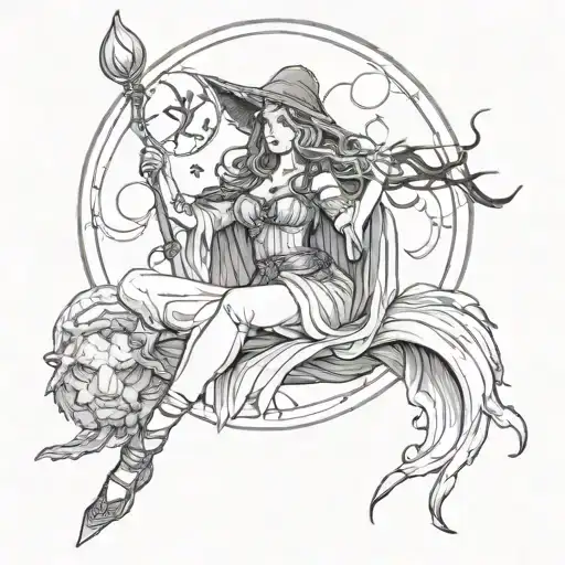 lune de hecate witch  tattoo design idea