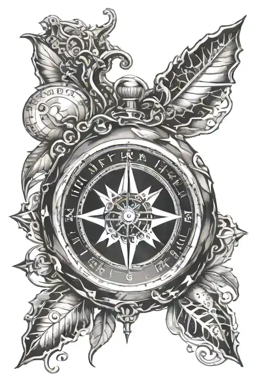 A ska themed tattoo featuring a compass as the central element tattoo design idea