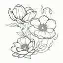 rose, waterlily, poppy, morning glory, cosmo flower tattoo design idea