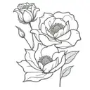 rose, waterlily, poppy, morning glory, cosmo flower tattoo design idea