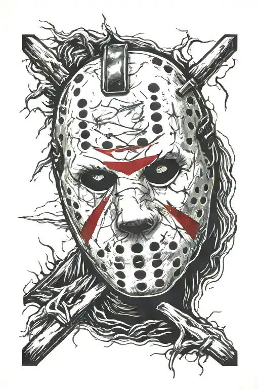 ominous and dark Jason Voorhees Friday the 13th 10-13-1989 birthday tattoo design idea