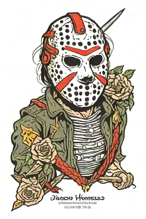 ominous and dark Jason Voorhees Friday the 13th 10-13-1989 tattoo design idea