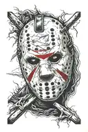 ominous and dark Jason Voorhees Friday the 13th 10-13-1989 birthday tattoo design idea