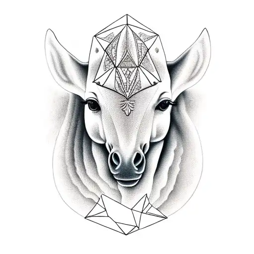 female , horse, wild , triangles  tattoo design idea