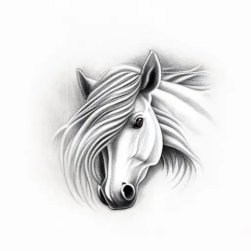 female , horse, wild , triangles, run tattoo design idea