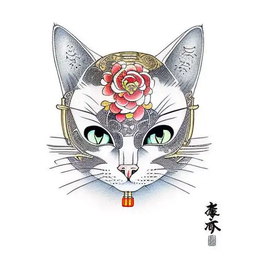 cat, number 25, space tattoo design idea