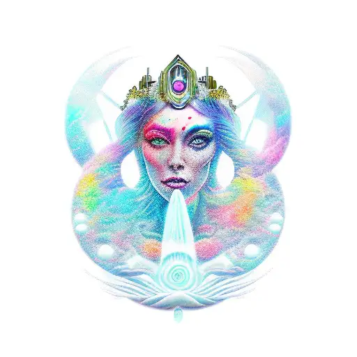 galactic water goddess tattoo design idea