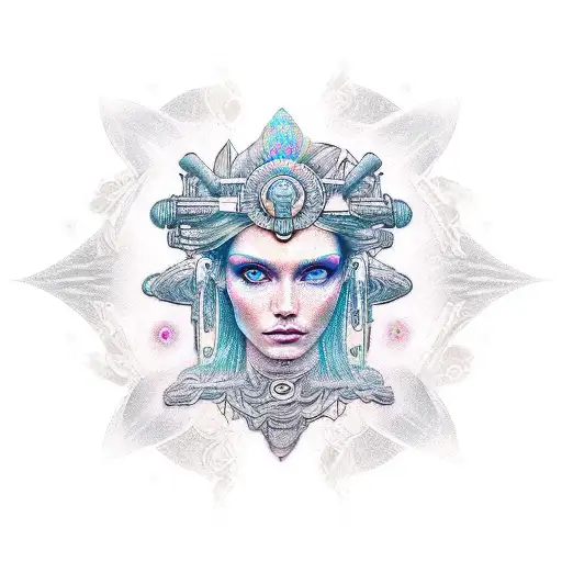 galactic water goddess tattoo design idea