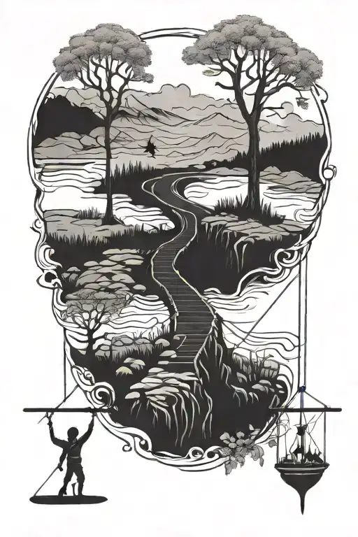 the road will be mastered by those walking on a tightrope and next to tattoo design idea