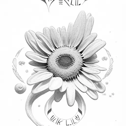 I would like the name Loik and Elie also the daisy flower. I would like also the quotes Omnia vincit amor tattoo design idea
