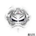 black japan devil with an eye on forehead  tattoo design idea