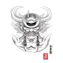 black japan devil with an eye on forehead  tattoo design idea