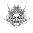 black Noh Mercy with an eye on forehead  tattoo design idea