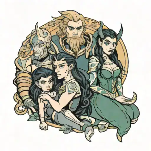 Hera, Ares and loki as a family tattoo design idea