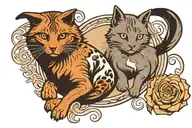 Black and brown dog with gray and white cat, in yin yang formation  tattoo design idea