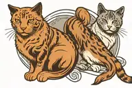 Black and brown dog with gray and white cat, in yin yang formation  tattoo design idea