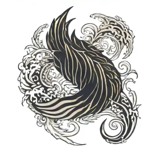 colon cancer ribbon hidden in phoenix rising from ashes tattoo design idea