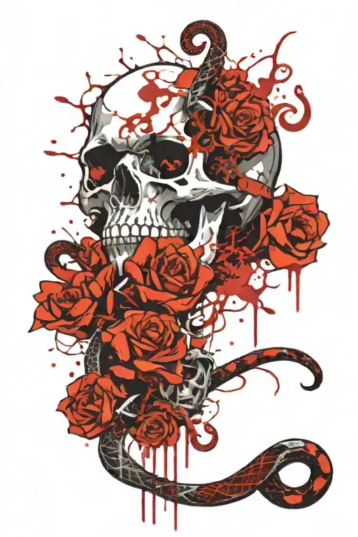 skulls and snakes tattoo design idea