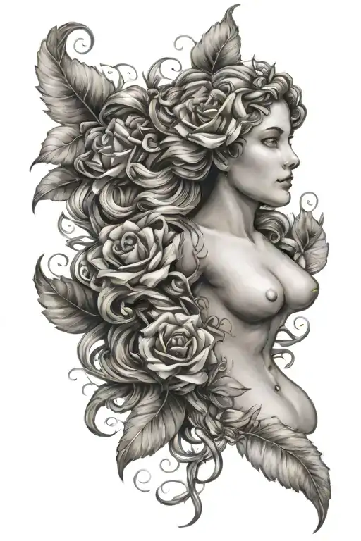 Nude Aphrodite realism tattoo design tattoo design idea