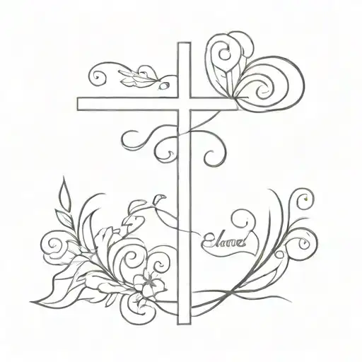 cross with the name Eliana  tattoo design idea