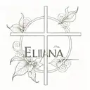 cross with the name Eliana  tattoo design idea