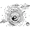 A cosmic scene of a spaceship exploring an unknown galaxy filled with colorful nebulas and distant planets tattoo design idea