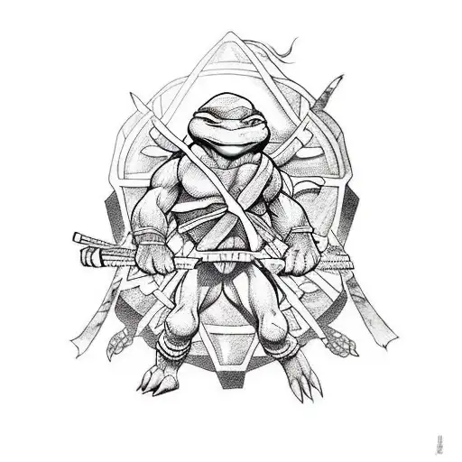 teenage mutant ninja turtles weapons tattoo design idea