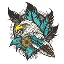 Indian eagle feather and nature tattoo design idea