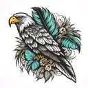 Indian eagle feather and nature tattoo design idea