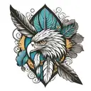 Indian eagle feather and nature tattoo design idea