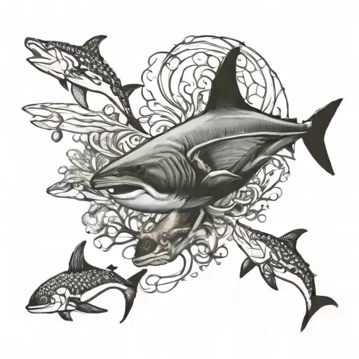 ocean life coral sharks dolphins turtles jellyfish octopus tattoo design idea