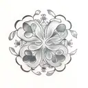 Four-leaf clover and three leaf clover tattoo design idea