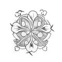 Four-leaf clover and three leaf clover tattoo design idea