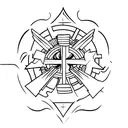 cross with angle wings tattoo design idea