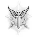 cross with angle wings tattoo design idea