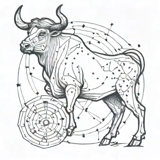 Taurus constellation tattoo made with lines, stars and planets, without the bull tattoo design idea