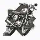Create a geometric pattern incorporating a bullet and a royal enfield motorcycle tattoo design idea