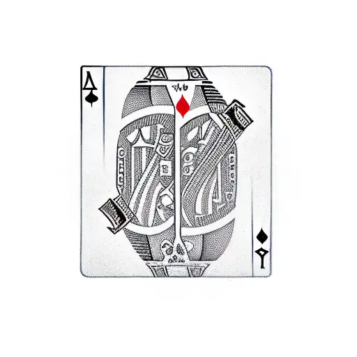 A new-school design of a video game controller morphing into a deck of cards tattoo design idea