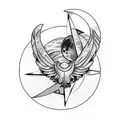 moon plane wings compass tattoo design idea