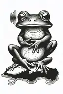 frog stands on a stone and take in hands  a message "у" tattoo design idea