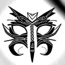 Create an African mask that signifies strength and is eye catching make it look like black embroidery for cloth designin tattoo design idea