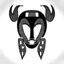 Create an African mask that signifies strength and is eye catching make it look like black embroidery for cloth designin tattoo design idea